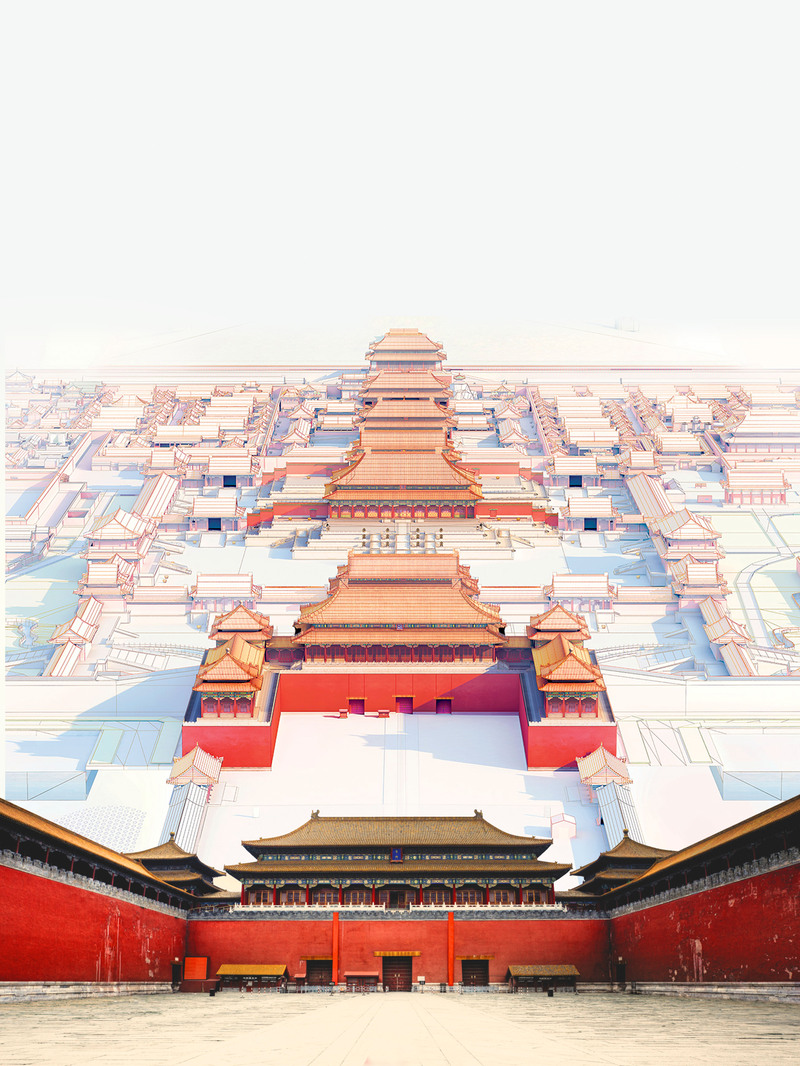 故宫矢量创意海报背景，高清JPG与另类PSD设计素材下载
