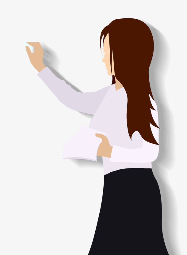 教师节女教师粉笔书PNG透明图片，高清节日元素PSD设计素材下载
