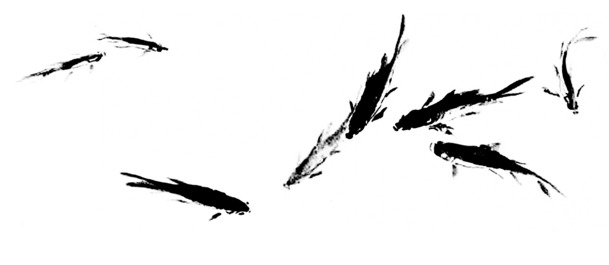 中国风鱼群剪影PNG，高清透明图片素材，古典装饰元素，一键下载