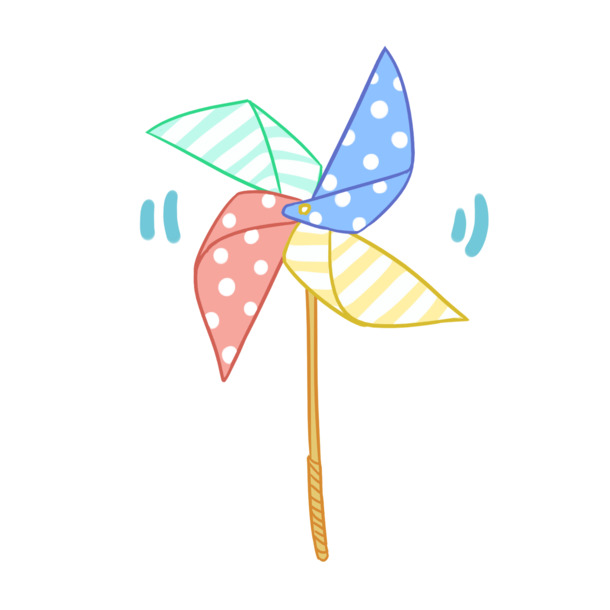 儿童玩具小风车插画PNG素材，高清透明免抠元素，设计资源一键下载