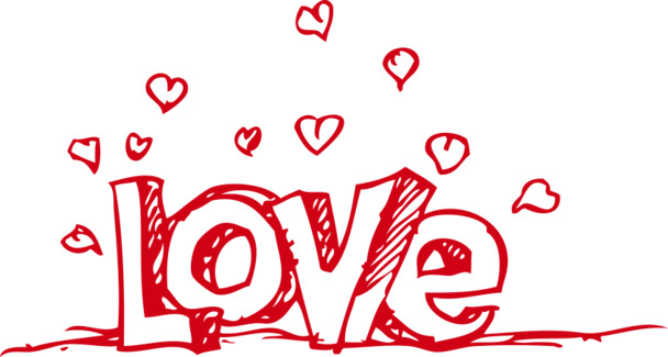 情人节红色简笔Love立体字PNG素材，高清透明设计图片，节日元素下载