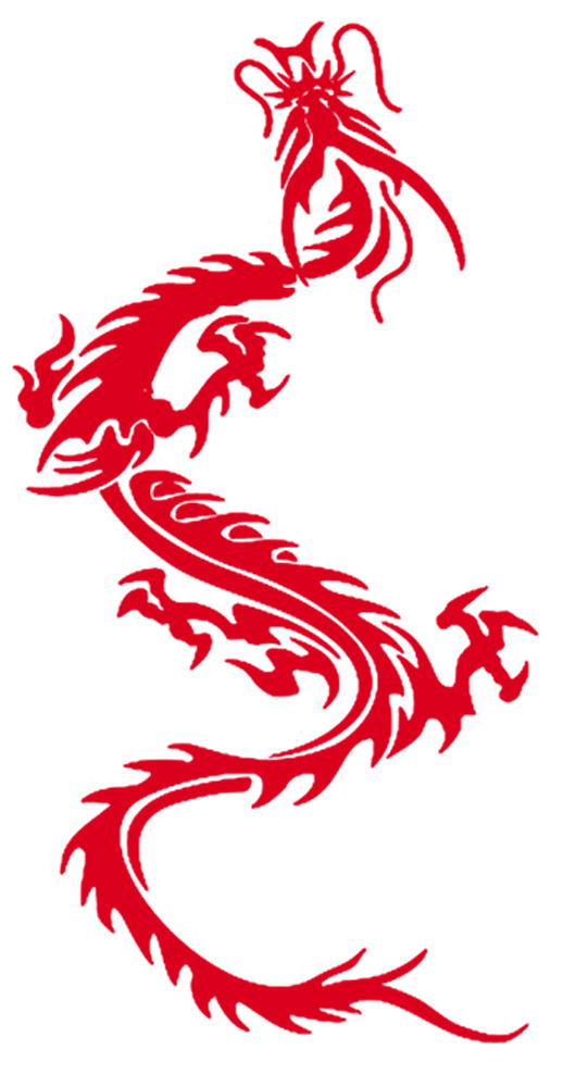 龙抬头高清PNG透明图，红色简笔画龙手绘卡通元素，PSD设计素材下载