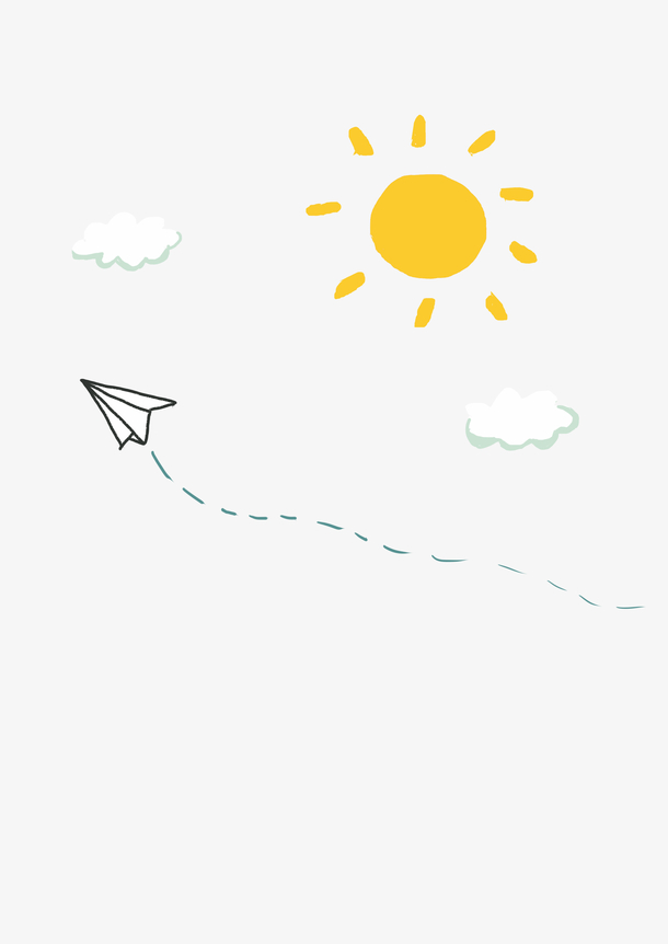 纸飞机与太阳高清PNG透明图片素材，免扣元素，设计必备，一键下载