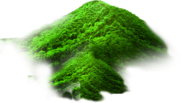 高清PNG透明图片，绿树高山美景，创意装饰元素，植物设计素材下载