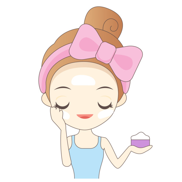 手绘矢量护肤女生PNG透明图，卡通元素EPS设计素材高清下载
