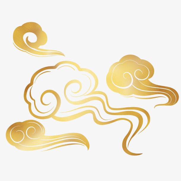 烫金中国风浮云PNG透明图片，节日元素PSD设计素材，高清下载（元旦/春节/元宵）