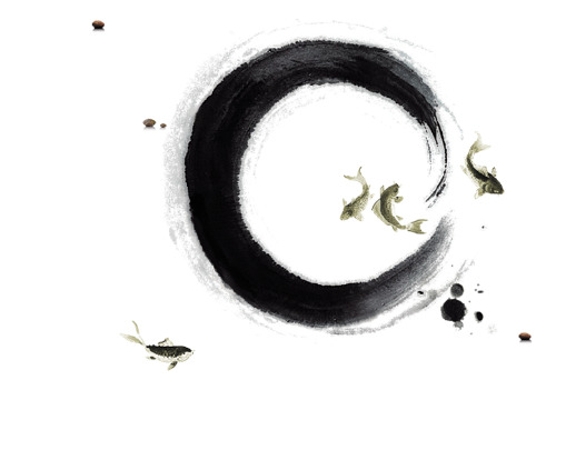 鱼儿戏水PNG透明图，高清装饰元素与墨迹笔触设计素材，免费下载
