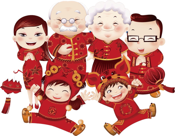 新年团圆PNG透明图，高清节日元素，元旦/春节/元宵设计素材下载