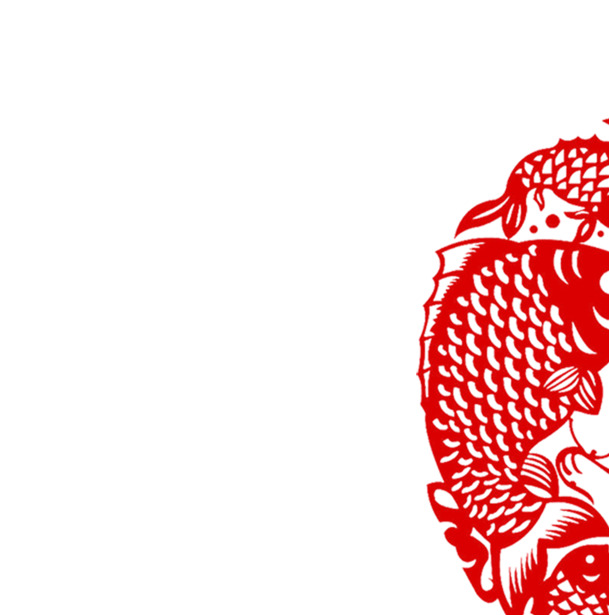 端午节特供，红色手绘金鱼喜庆吉祥窗花PNG透明图，高清下载，节日设计素材首选