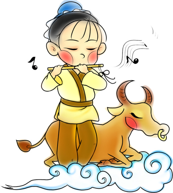 卡通吹笛小孩PNG透明图，高清节日元素，情人节设计素材下载