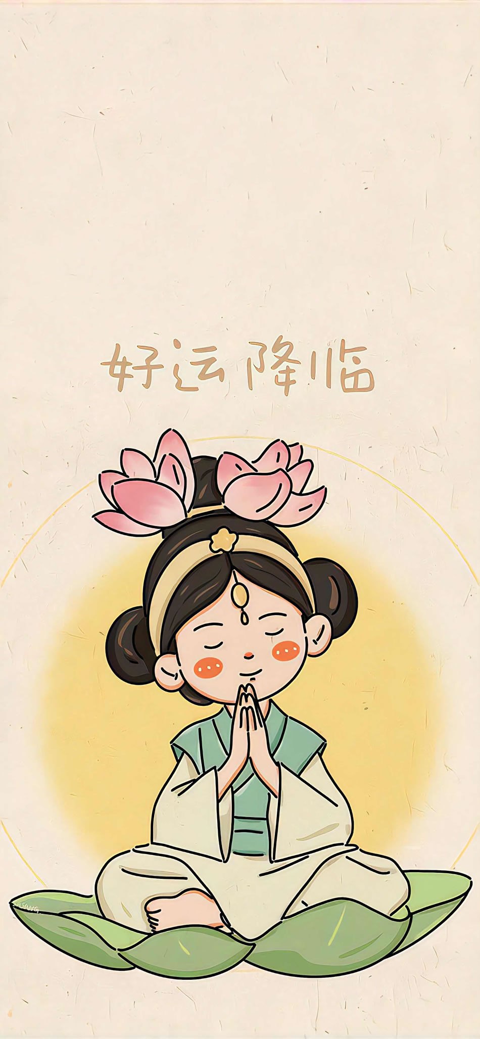 好运佛系女孩，精选4K手机壁纸，高清大图3784x8192免费下载
