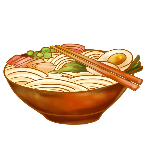 卡通手绘秋冬面条美食，高清PNG透明图片素材，创意卡通元素设计下载