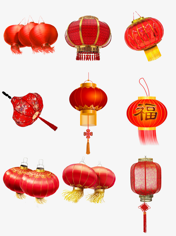 中国风节日灯笼PNG高清透明图集，元旦春节元宵节日素材下载