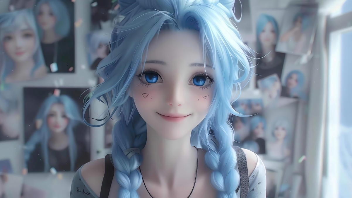 甜美金克丝专享，精美4K动漫壁纸，3840x2160超高清，报纸墙风格任你下载
