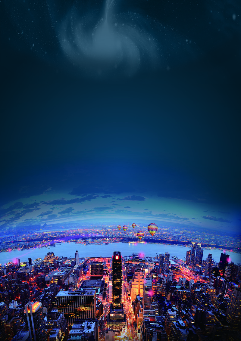夜晚城市景象，高清JPG背景图与狂欢PSD设计素材，一键下载！