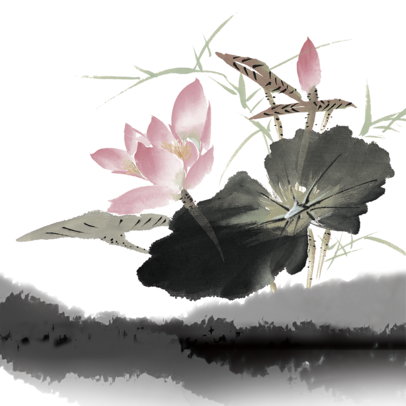 水墨画花朵高清JPG素材，复古中国风免扣设计资源下载