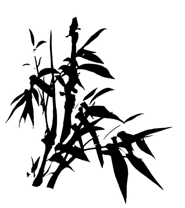 墨竹PNG透明图，高清装饰元素，笔触墨迹AI设计素材免费下载