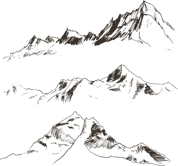 矢量山峰插画，高清PNG透明图库，手绘卡通元素AI设计素材下载