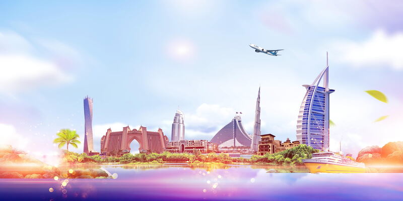 高清迪拜旅游背景JPG图片与另类PSD设计素材，一键下载！