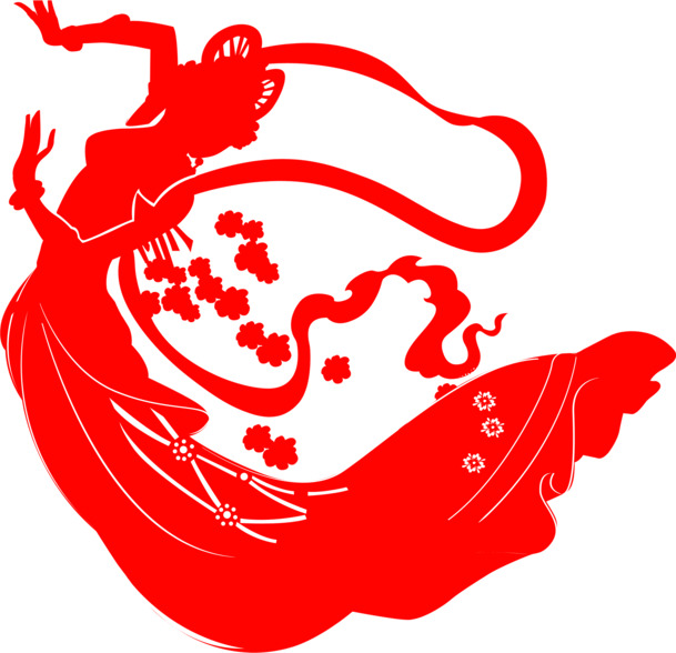 中秋节设计素材，高清PNG透明图片，红色嫦娥跳舞图案，节日氛围满满！