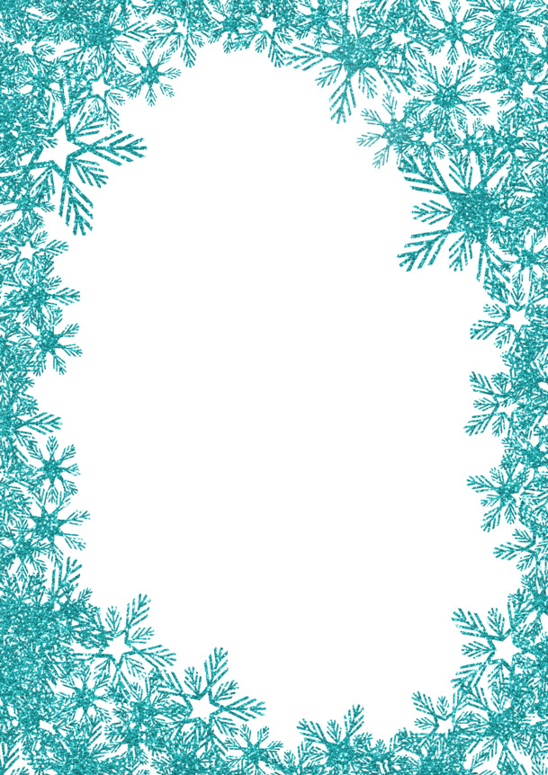 蓝色圣诞雪花边框PNG透明图片，节日元素设计素材高清下载