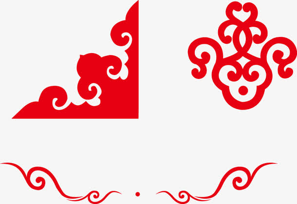 中国风花纹纹理边框剪纸PNG透明图片，高清装饰元素设计素材下载