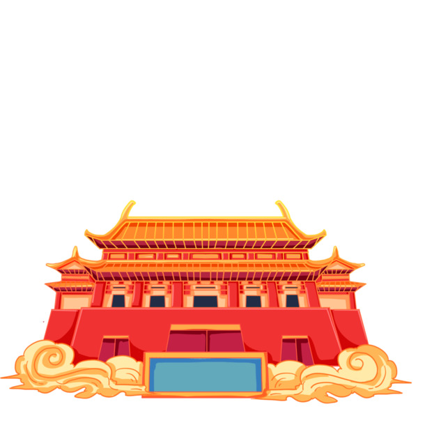 国潮手绘楼房PNG素材，高清透明图片，中国风PSD设计元素下载