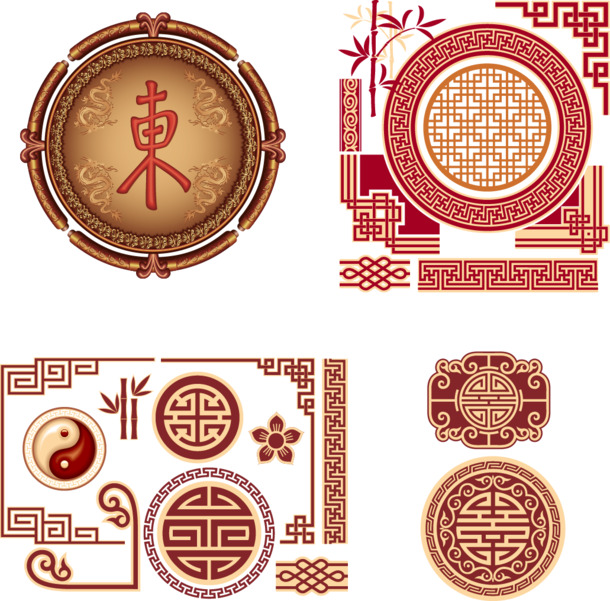 中式花纹素材，高清PNG透明图片，中国风装饰元素PSD设计素材下载