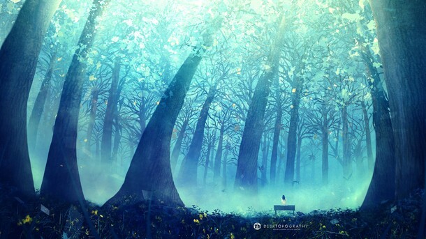 绿色梦幻弯曲深蓝背景，抽象梦幻PNG透明图片，高清设计素材下载