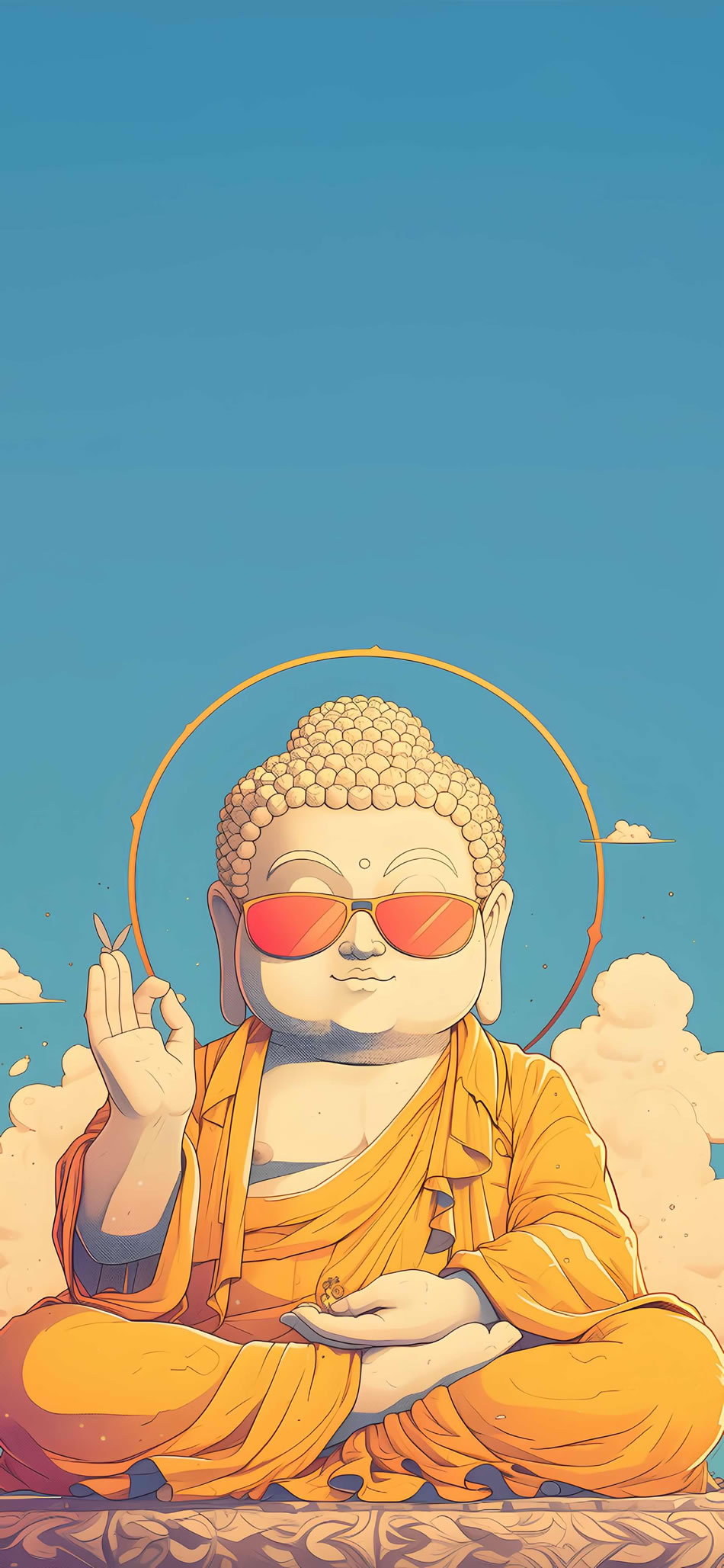 卡通墨镜如来佛祖，炫酷4K手机壁纸，高清3782x8192下载