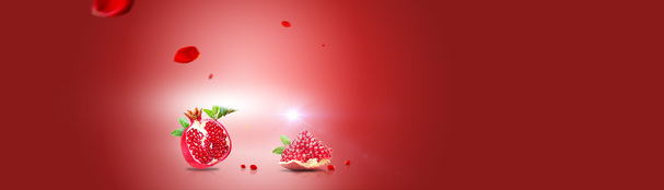 韩束护肤品，红色石榴背景banner，高清PNG透明图片，精美海报设计素材下载