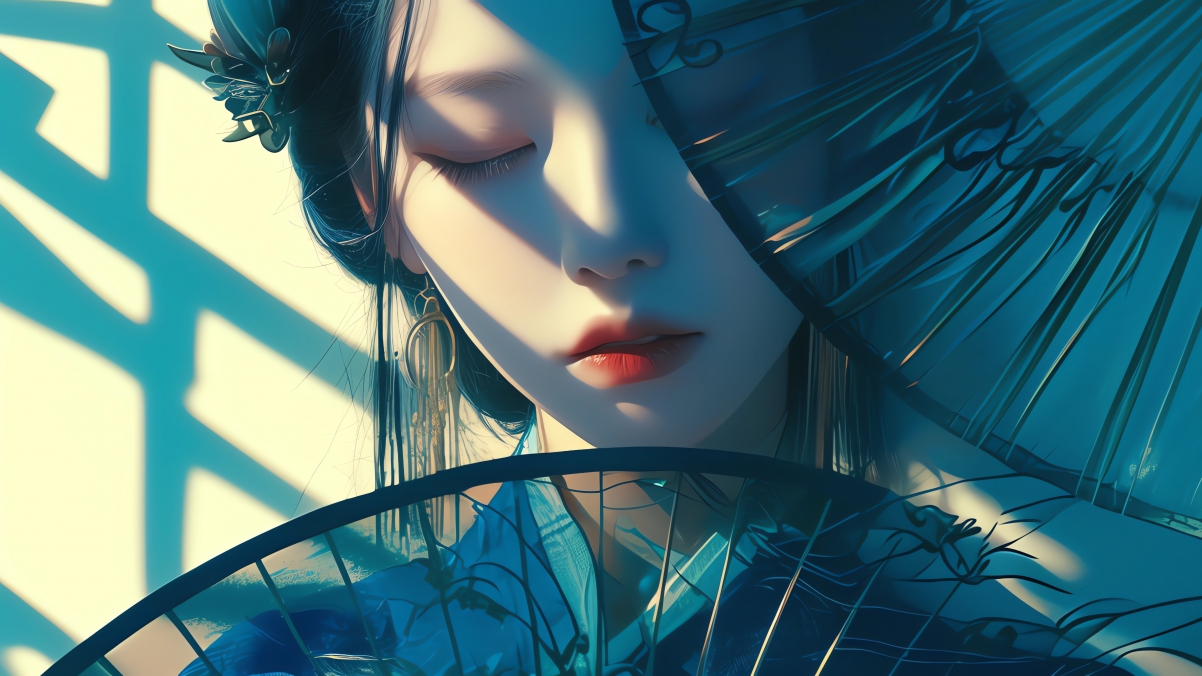 古风少女遮面魅影，精选4K超清动漫壁纸，3840x2160高清下载