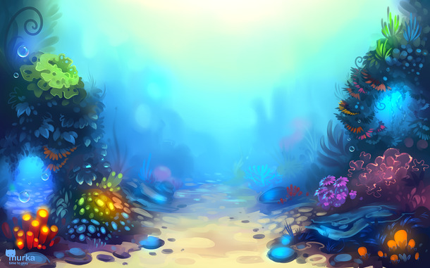 童话动漫海底世界PNG素材，高清透明背景，创意banner海报设计资源下载