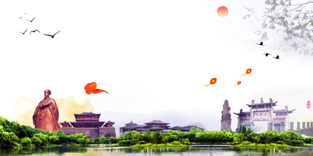 湖北旅游胜地风光背景PNG透明图素材，高清PSD设计元素免费下载
