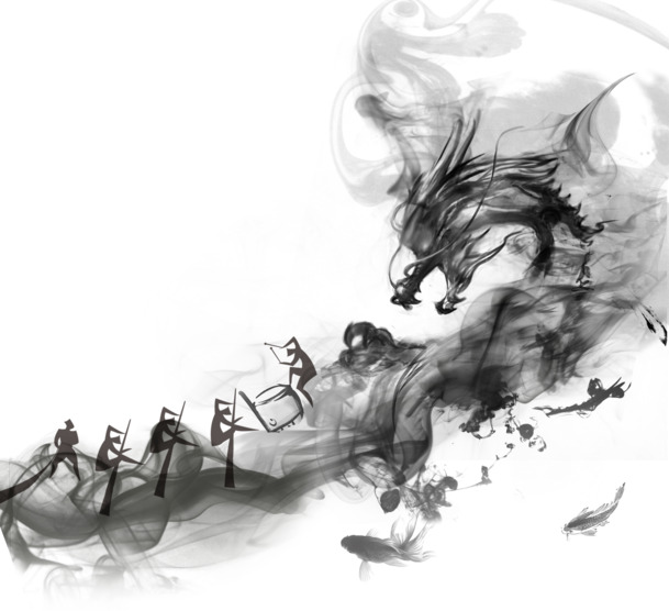 水墨龙舟PNG透明图片，高清端午节PSD设计素材下载