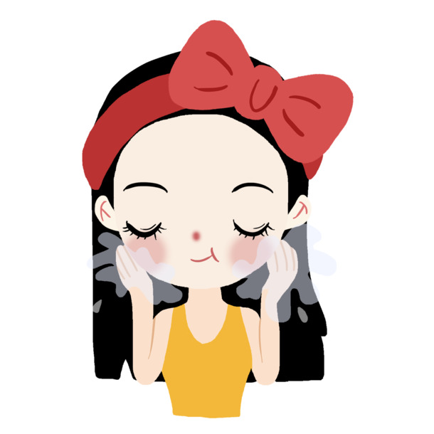 卡通女孩护肤流程，高清PNG洗脸透明图，免抠元素，设计素材一键下载