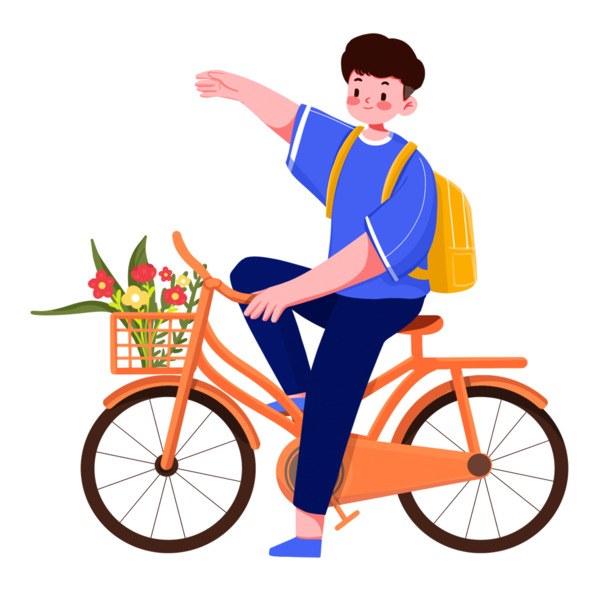 毕业季骑行少年PNG透明图，免抠元素，高清设计素材下载