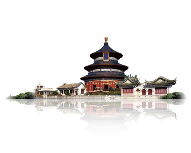 天坛古建筑倒影PNG透明图，高清免扣素材下载