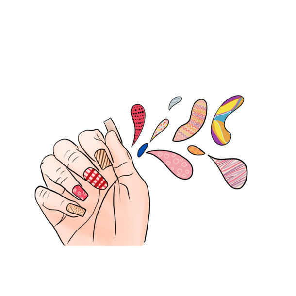 女生美甲彩绘，精选高清PNG透明手插画素材，PSD设计资源免费下载