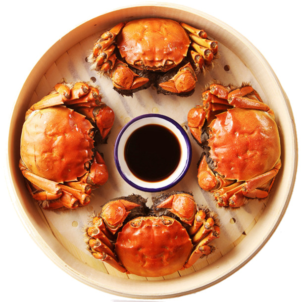 节气美食，大闸蟹清蒸原味，高清PNG透明免扣元素，设计素材下载