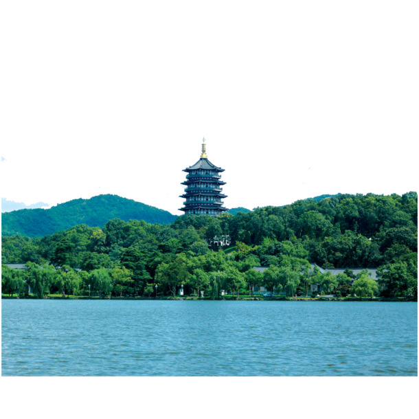 西湖雷峰塔高清PNG透明风景图片，免扣元素与设计素材下载
