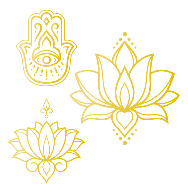 矢量装饰莲花元素，高清PNG透明免扣素材，AI设计资源免费下载