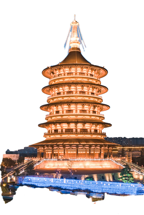 洛阳天堂建筑高清PNG透明免扣素材及PSD设计元素下载