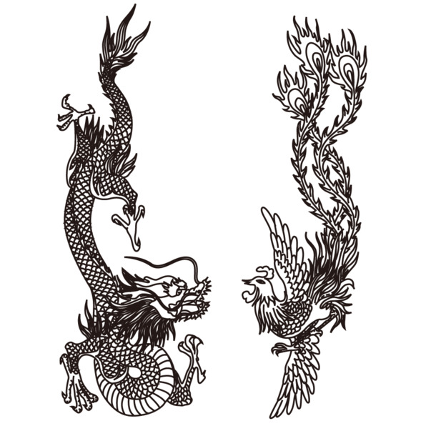 龙图案PNG透明素材，高清中国龙免扣元素，AI设计资源下载