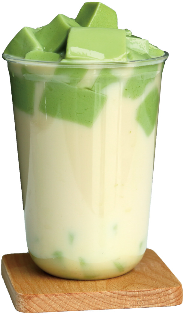 抹茶豆腐奶茶PNG透明素材，高清免扣元素，设计必备，一键下载