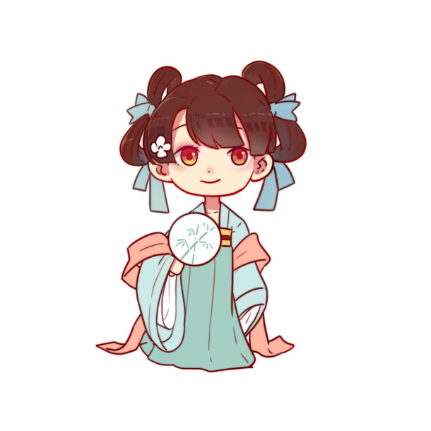 穿青色汉服人物PNG免扣元素，高清透明设计素材下载