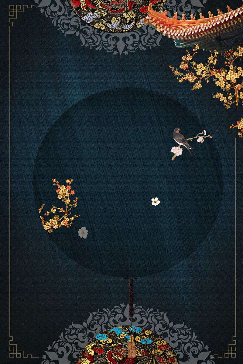 中国风复古刺绣文化海报，高清JPG素材，另类创意设计下载