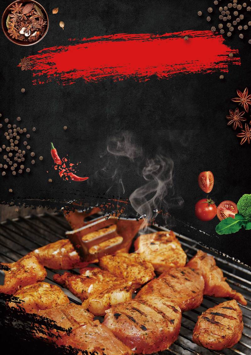 中华美食烤肉背景高清JPG素材，特色另类设计元素下载