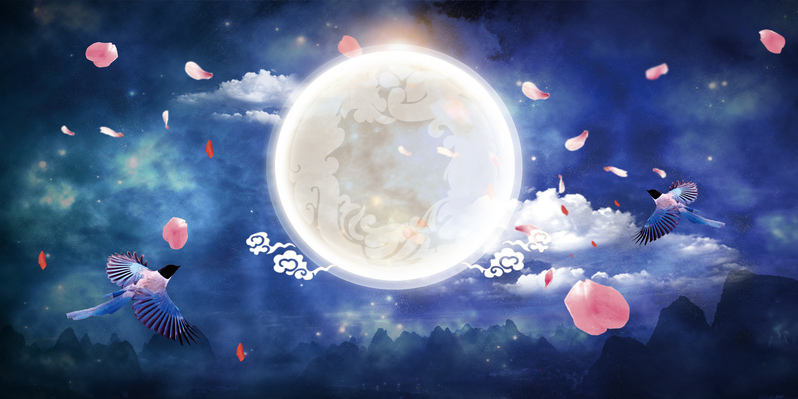 唯美浪漫七夕乞巧节Love展板背景，高清JPG图片，独特设计素材下载