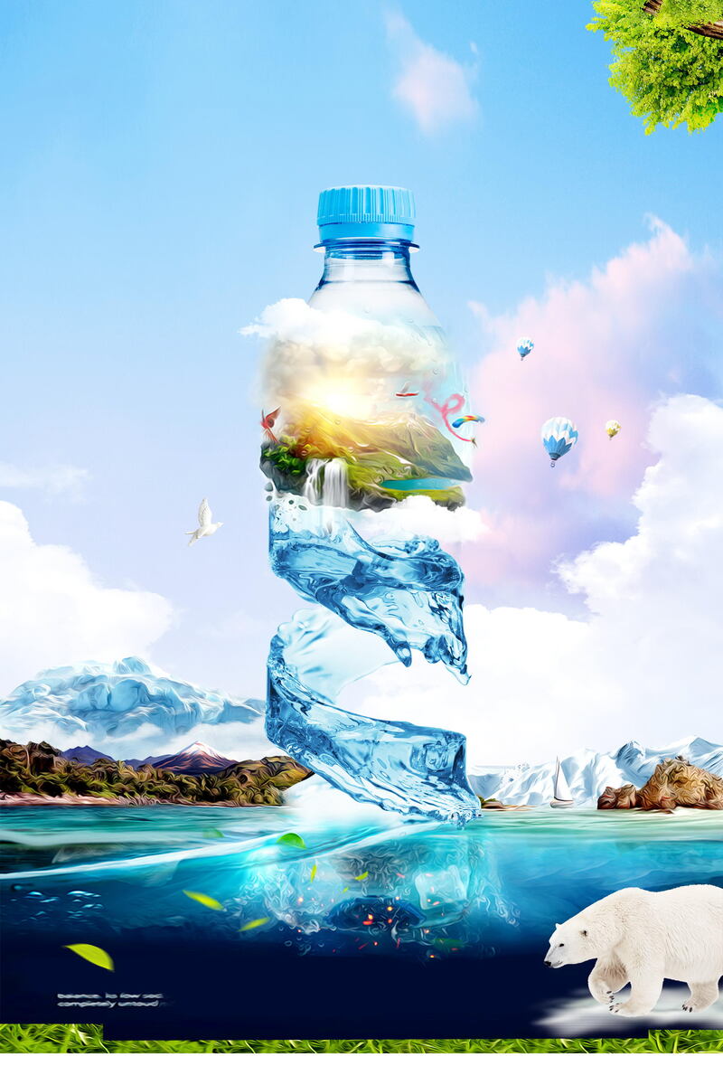 纯净水PSD分层设计素材，唯美大气矿泉水图片，高清JPG格式下载